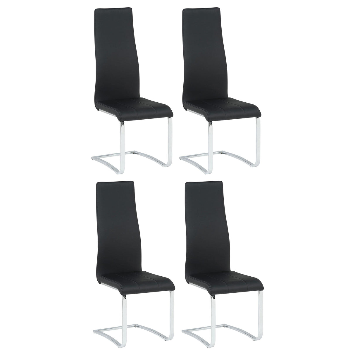 Montclair High Back Dining Chairs Black and Chrome (Set of 4)