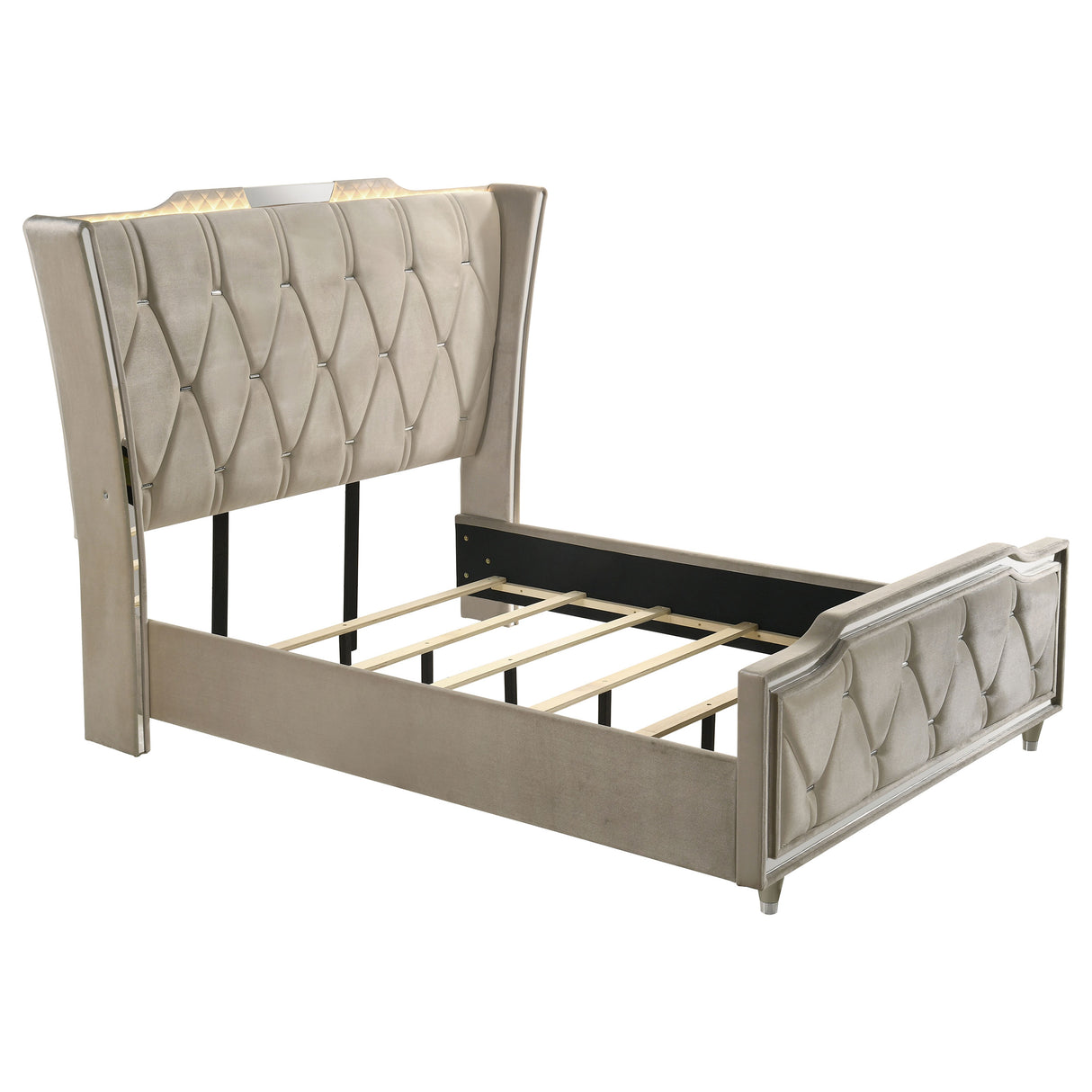 Lorient Wingback Bed with LED Lighting