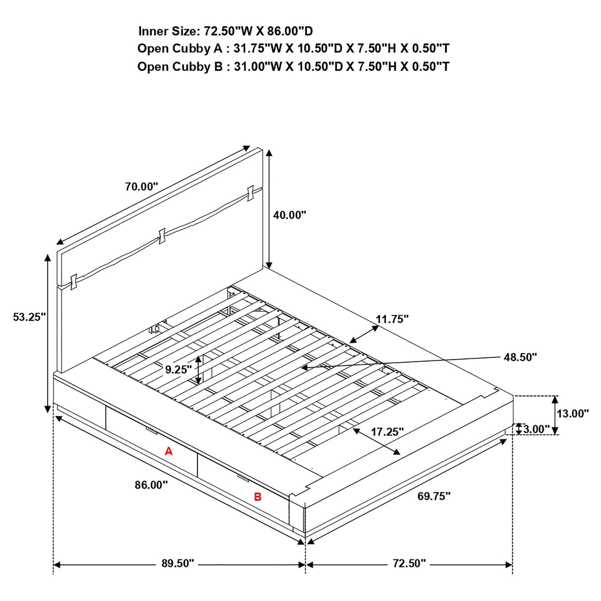 Winslow Panel Platform Storage Bed