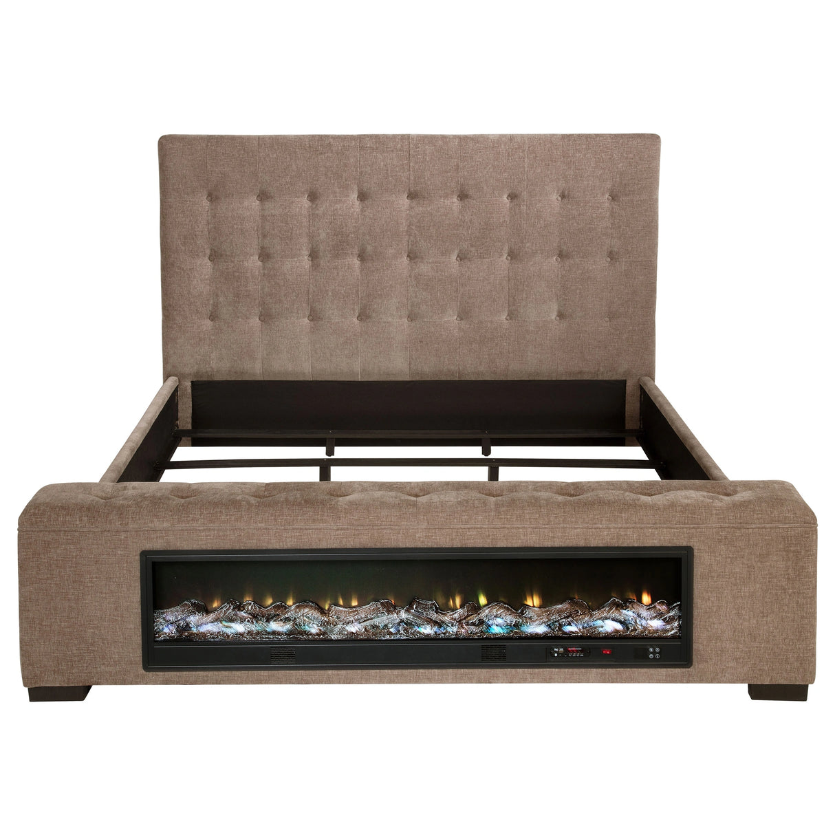 Senna Panel Bed with Bluetooth Speaker and Flame Visualizer