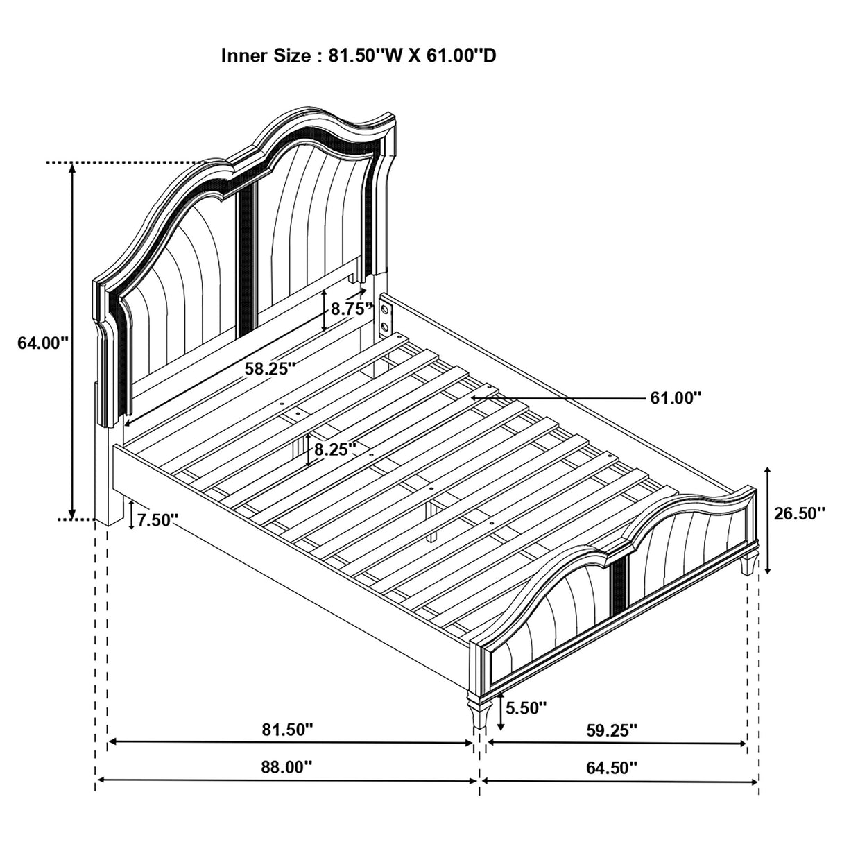 Evangeline Panel Bed with LED Lighting