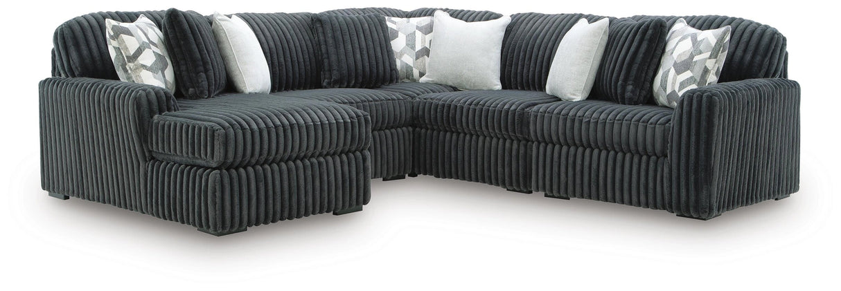 Midnight-Madness Sectional with Chaise - Gunmetal