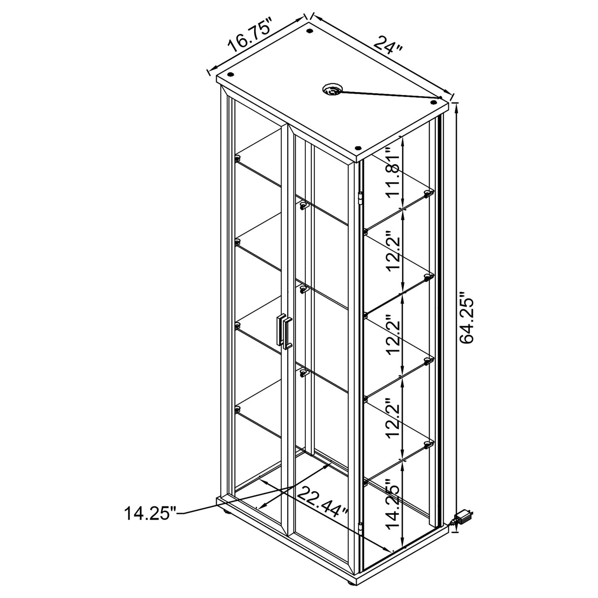 Aero Curio Cabinet with LED Lighting