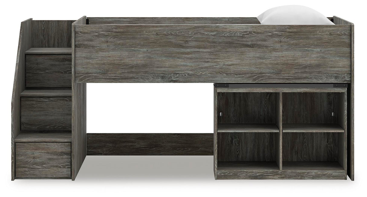 Frandern Loft Bed with Bookcase Storage