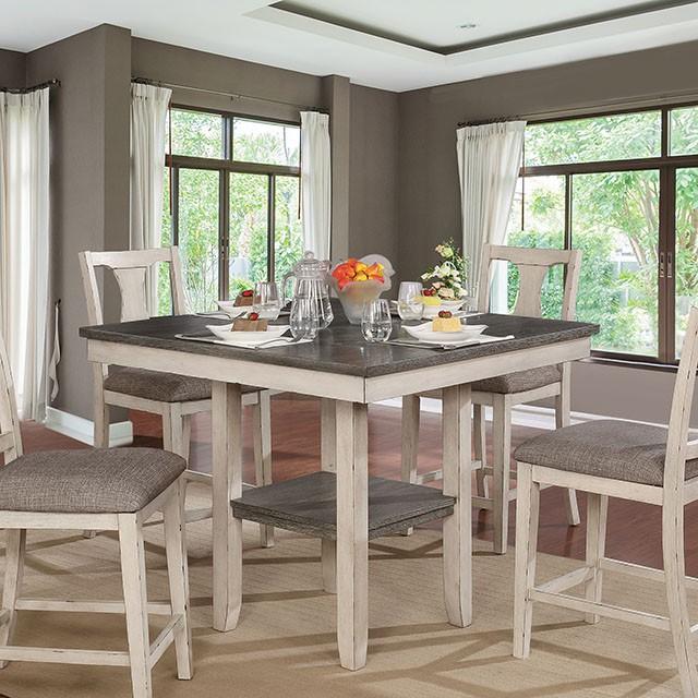Ann II Antique White/Gray 5 Pc. Counter Ht. Table Set