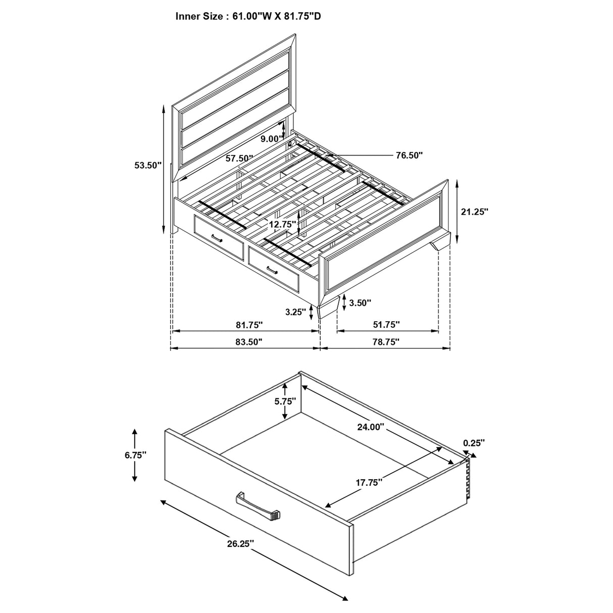 Kauffman Panel Platform Storage Bed