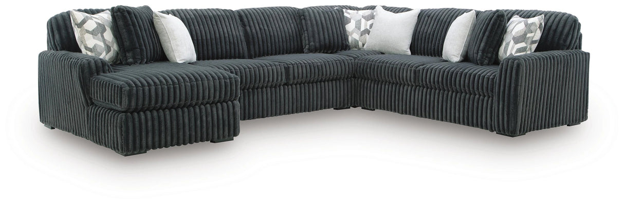 Midnight-Madness Sectional with Chaise - Gunmetal