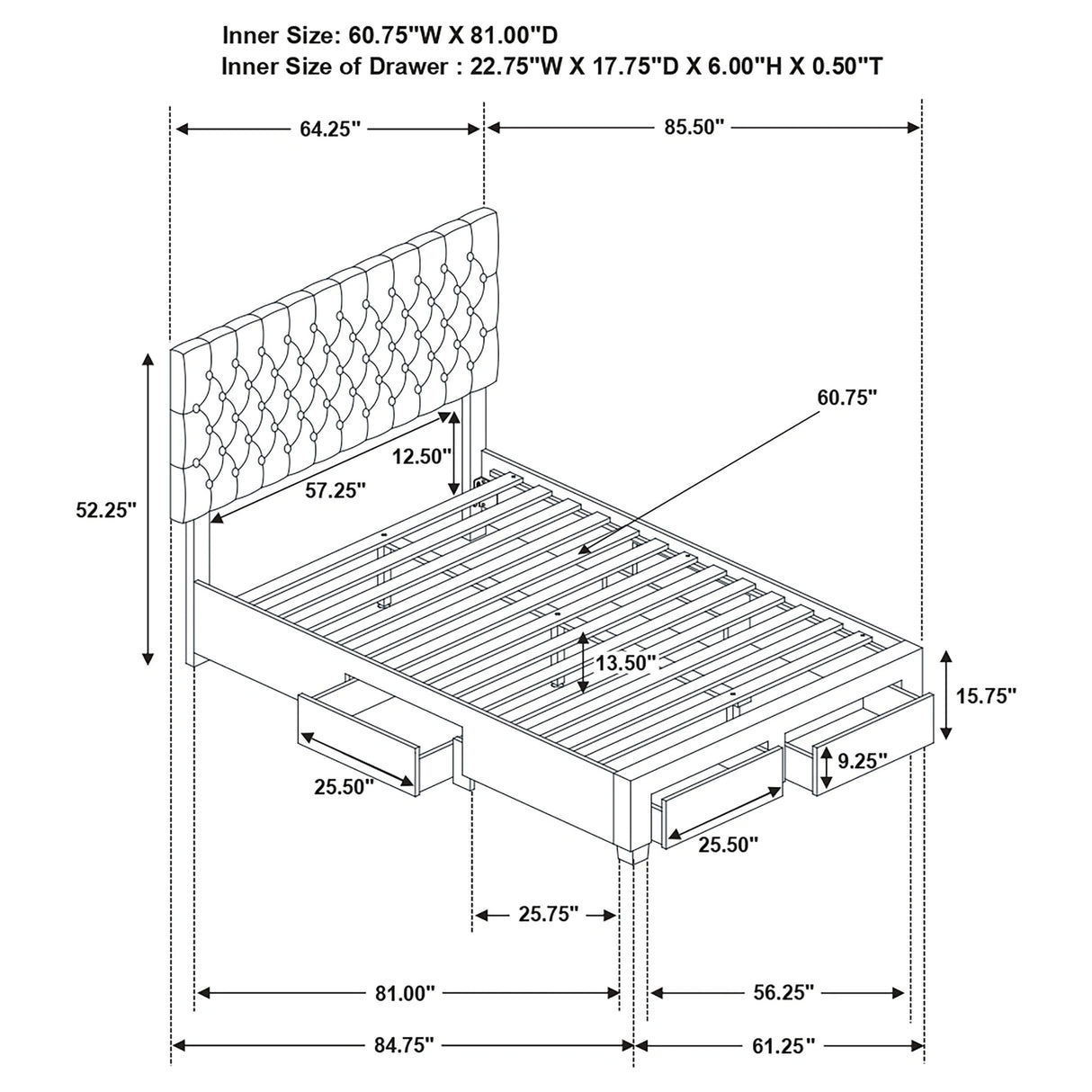 Soledad Panel Platform Storage Bed
