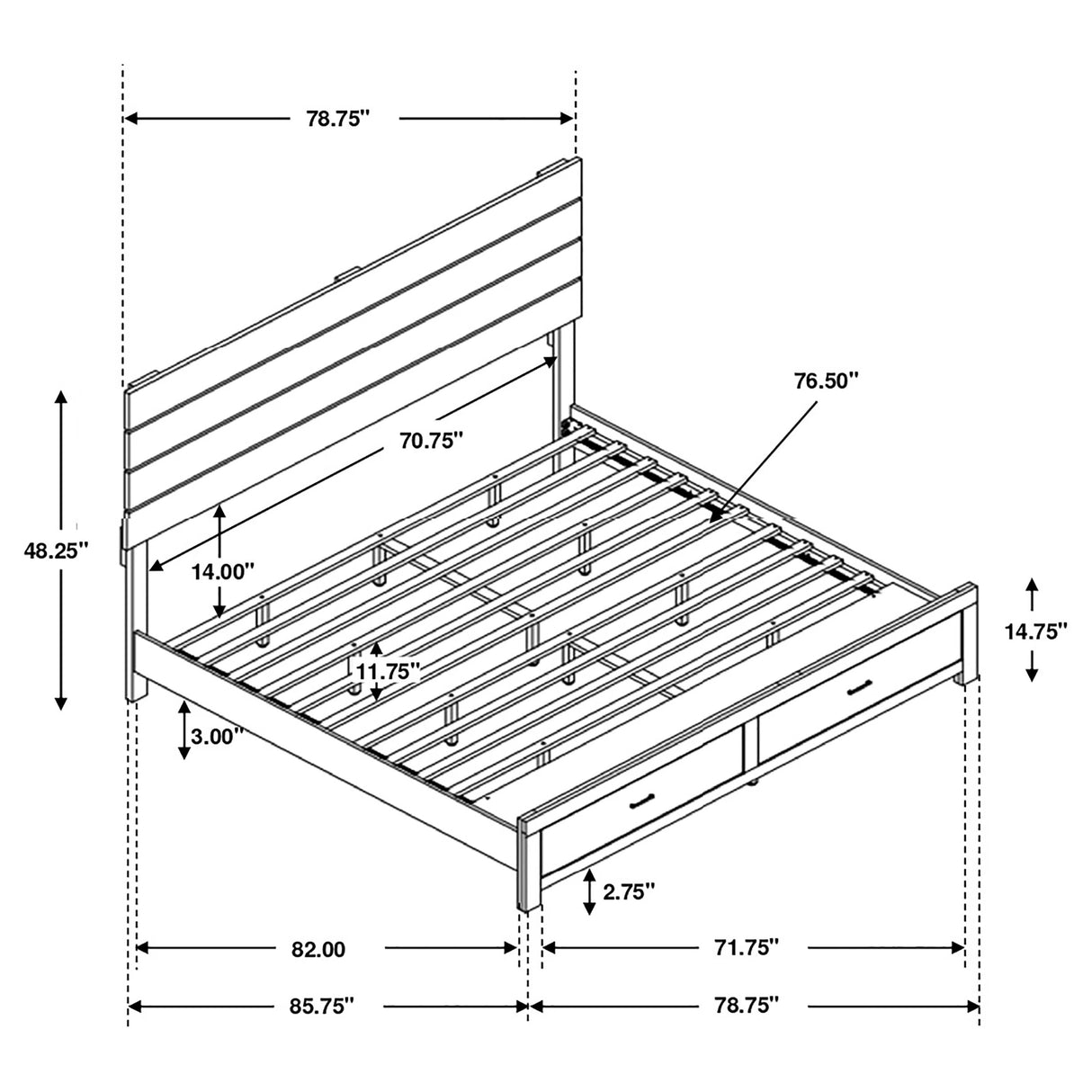 Brantford Panel Platform Storage Bed