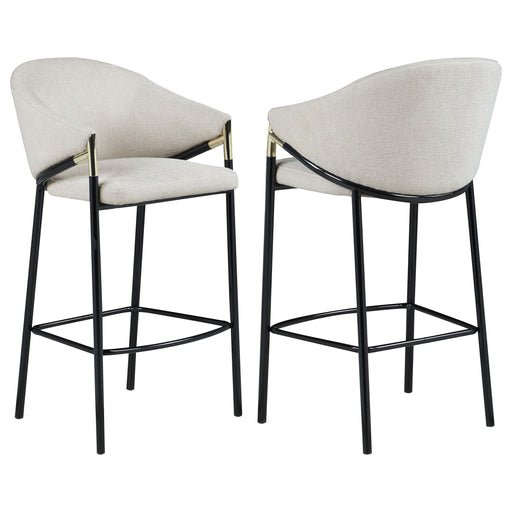 Chadwick Sloped Arm Bar Stools Beige and Glossy Black (Set of 2) image