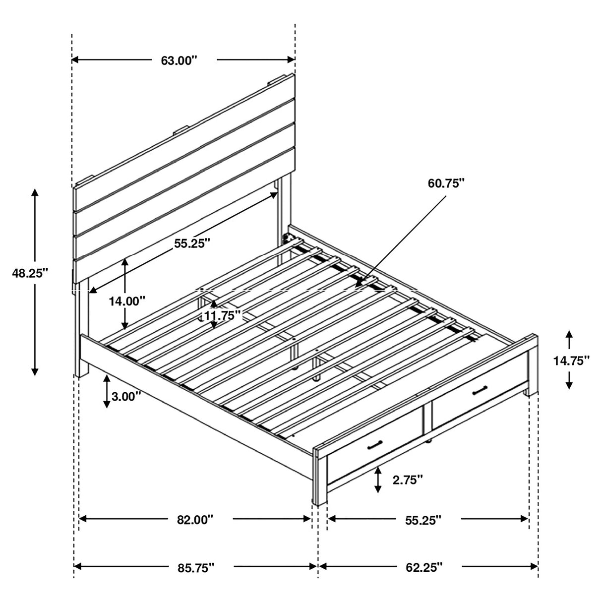 Brantford Panel Platform Storage Bed