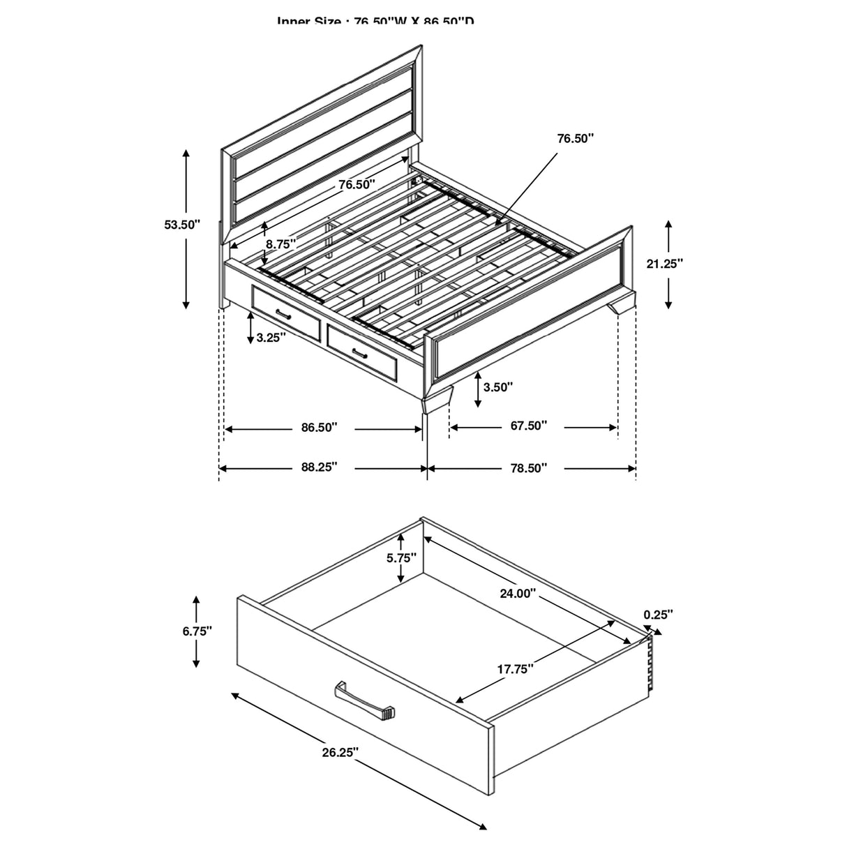 Kauffman Panel Platform Storage Bed