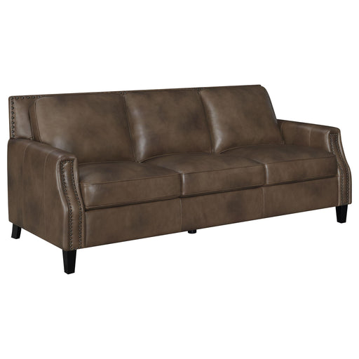 Leaton Upholstered Recessed Arms Sofa Brown Sugar image