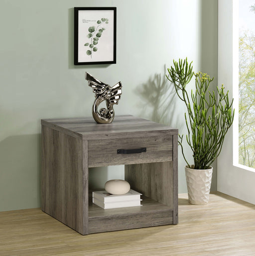 Felix 1-drawer Square Engineered Wood End Table Grey Driftwood image