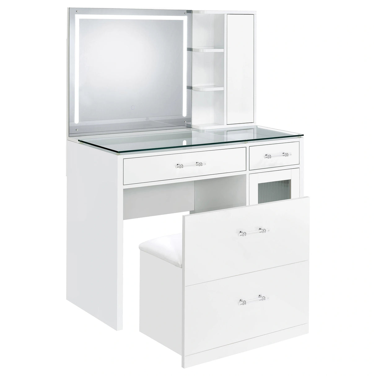 Flora Makeup Vanity Table with LED Mirror and Stool