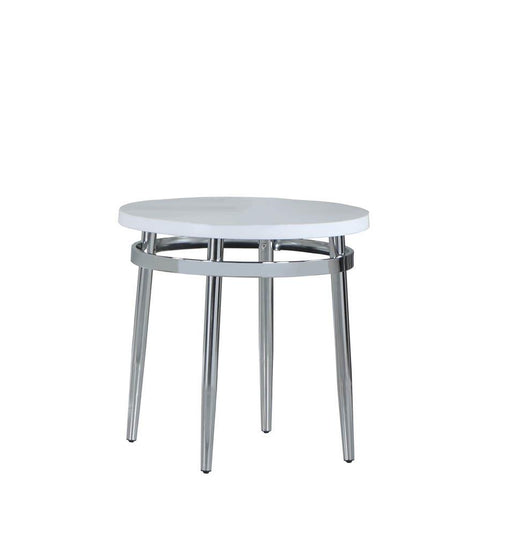 Avilla Round End Table White and Chrome image
