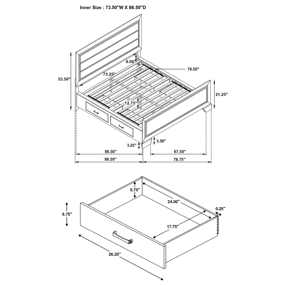 Kauffman Panel Platform Storage Bed