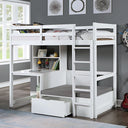 CALLISTUS Twin Workstation Loft Bed, White & Gray