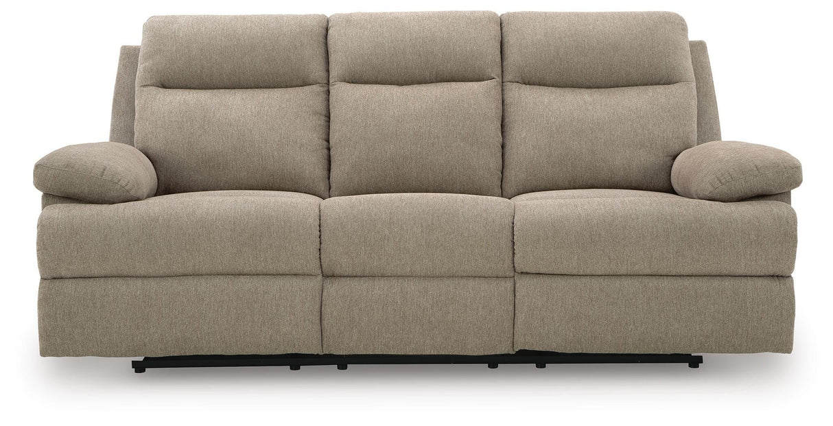 Side-Swipe Reclining Sofa with Drop Down Table