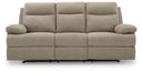 Side-Swipe Reclining Sofa with Drop Down Table