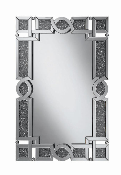Jackie Interlocking Wall Mirror with Iridescent Panels and Beads Silver image