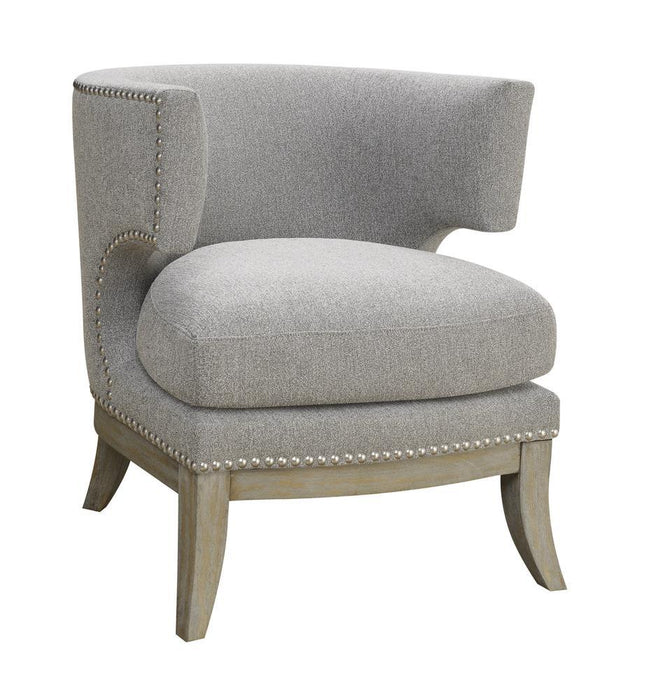 Transitional Grey Exposed Wood Accent Chair