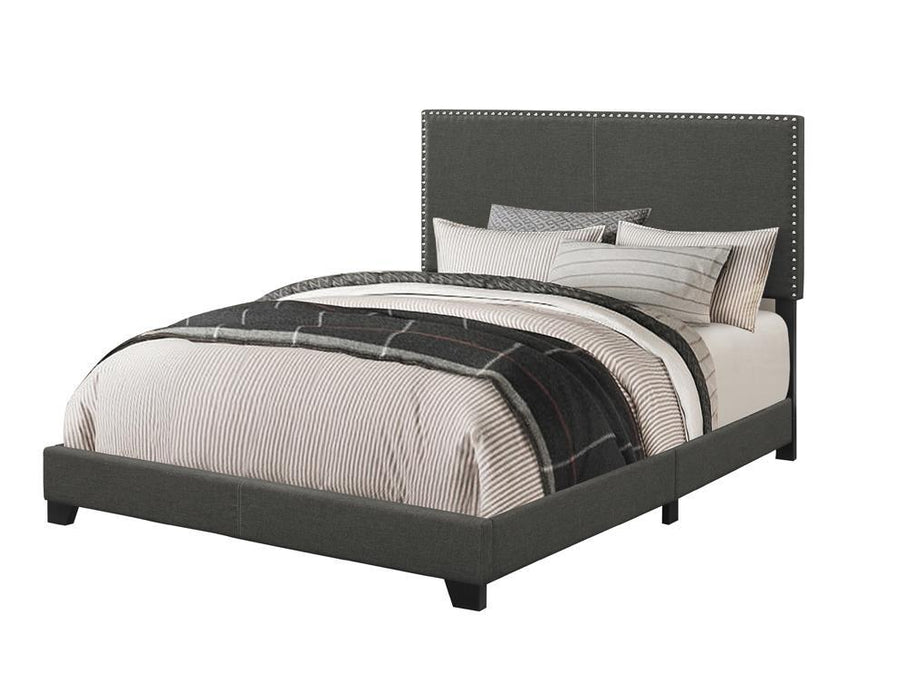 Boyd Eastern King Upholstered Bed with Nailhead Trim Charcoal - M&M Furniture (CA)