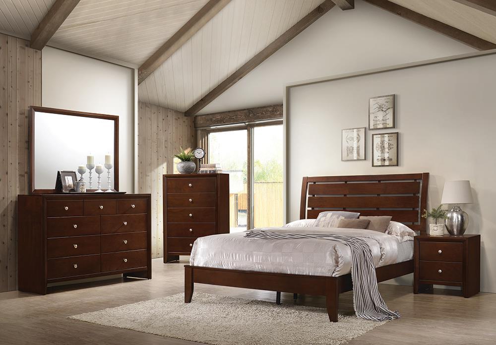 Serenity Full Panel Bed with Cut-out Headboard Rich Merlot - M&M Furniture (CA)