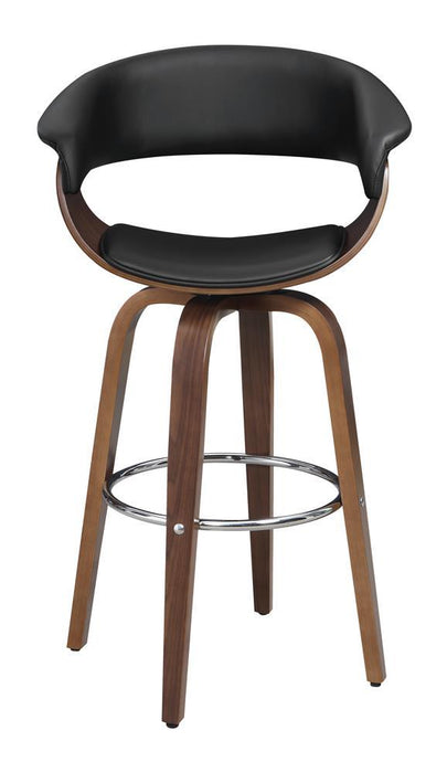 Zion Upholstered Swivel Bar Stool Walnut and Black - M&M Furniture (CA)