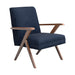 Cheryl Wooden Arms Accent Chair Dark Blue and Walnut - M&M Furniture (CA)