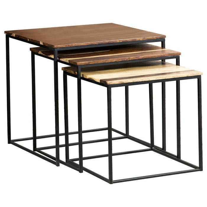 Belcourt 3-piece Square Nesting Tables Natural and Black - M&M Furniture (CA)