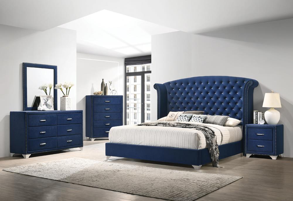 Melody Queen Wingback Upholstered Bed Pacific Blue - M&M Furniture (CA)