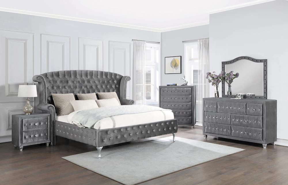 Deanna California King Tufted Upholstered Bed Grey - M&M Furniture (CA)