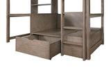 CALLISTUS Twin Workstation Loft Bed, White & Gray