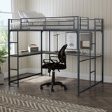 Cybill Full Loft Bed White, Silver, & Black