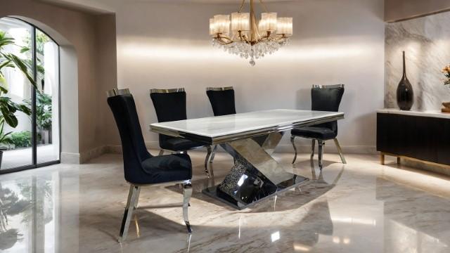 Basilicata Gold Chair (2/CTN) White, Gray, & Black