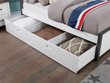 PRIAM Full & Twin Bed, White/Gray, Pink, Chrome, & Yellow