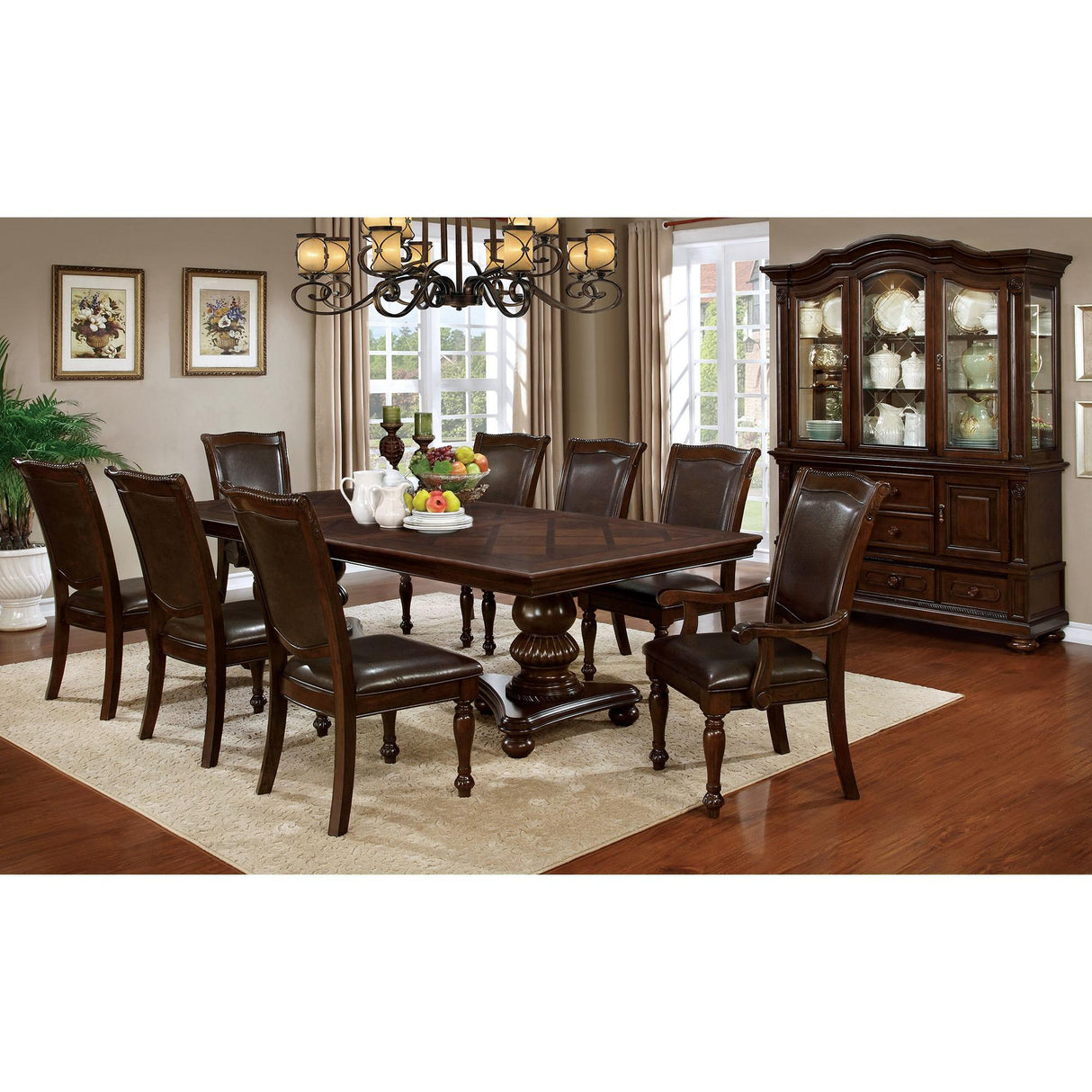 Alpena Brown Cherry/Espresso Arm Chair & Side Chair (2/CTN)