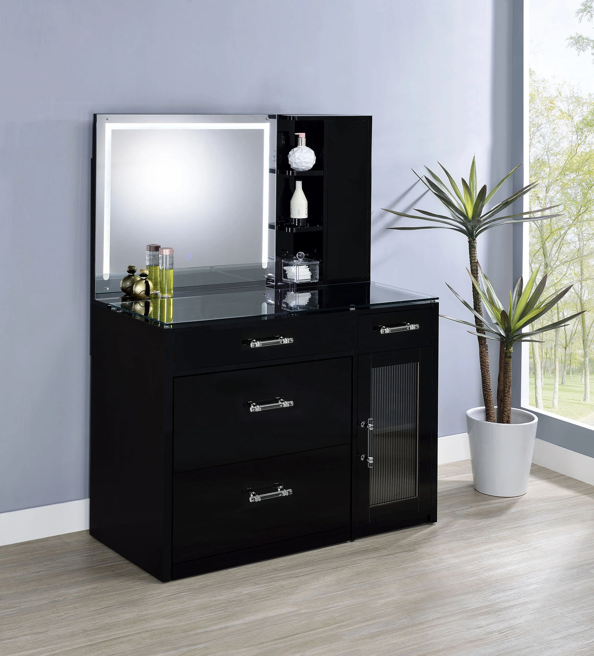 Flora Makeup Vanity Table with LED Mirror and Stool
