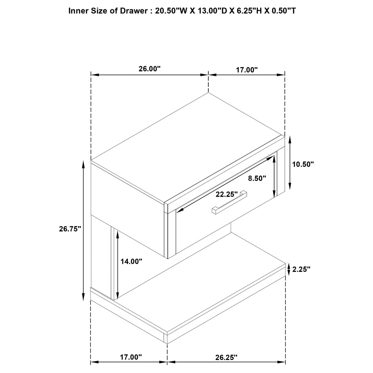 Kenora Nightstand with LED Lighting