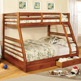 California II Cherry Twin/Full Bunk Bed w/ 2 Drawers Cherry, Walnut, Grey, &Oak