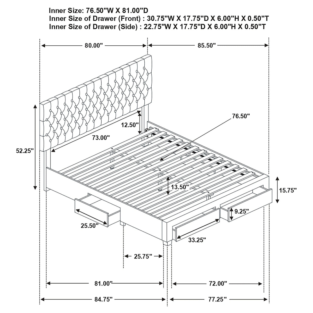 Soledad Panel Platform Storage Bed