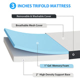 Hollyhock 3" Twin Tri-Fold Memory Foam Topper