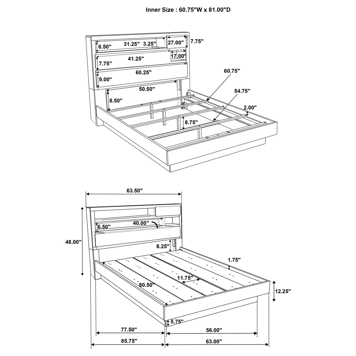 Fenwick Bookcase Platform Bed