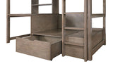 CALLISTUS Twin Workstation Loft Bed, White & Gray