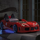 Trackster Bed White, Red,, Black, & Blue