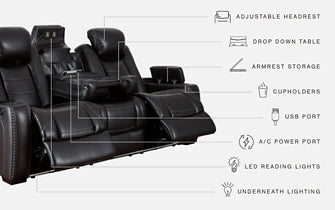 Party Time PWR REC Sofa with ADJ Headrest