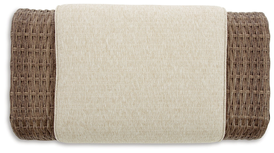 Sandy Bloom Ottoman with Cushion