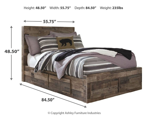 Derekson Full Panel Bed with 6 Storage Drawers with Dresser