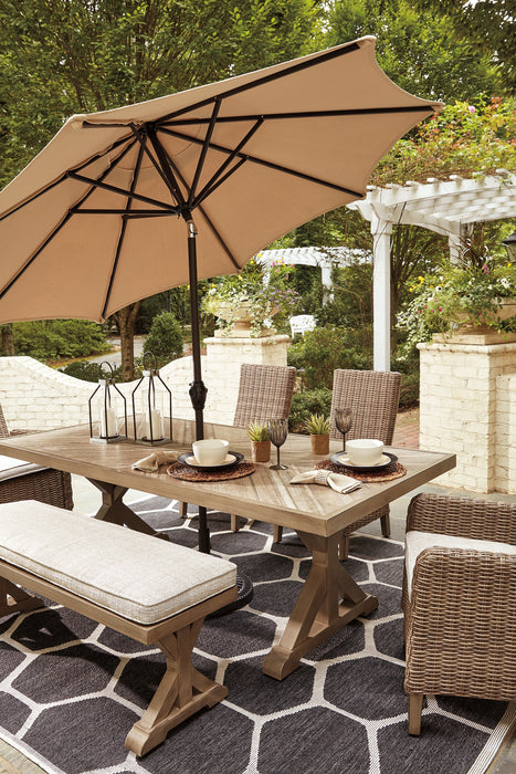 Beachcroft Outdoor Dining Table and 4 Chairs and Bench